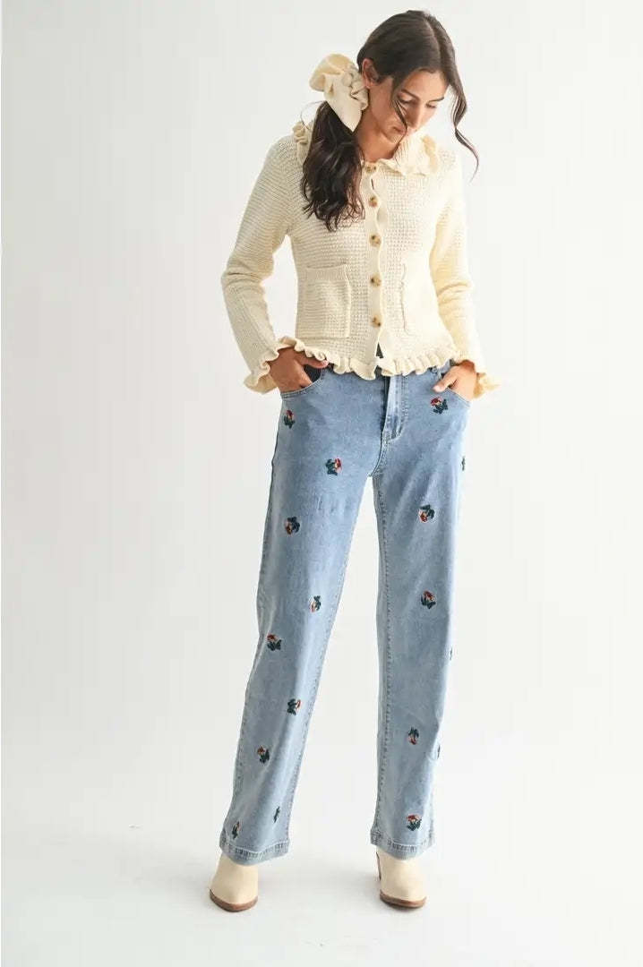 Ruffled Knit Cardigan image 3