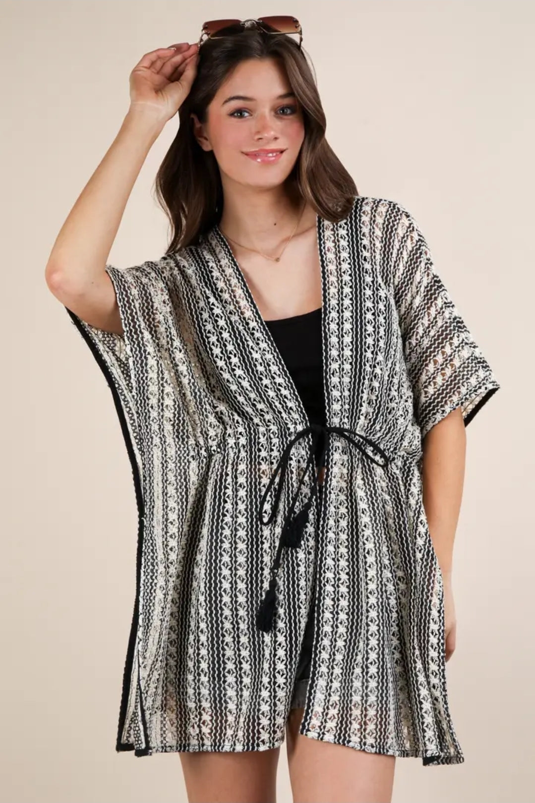 Striped Pancho Boho Cardigan image 0
