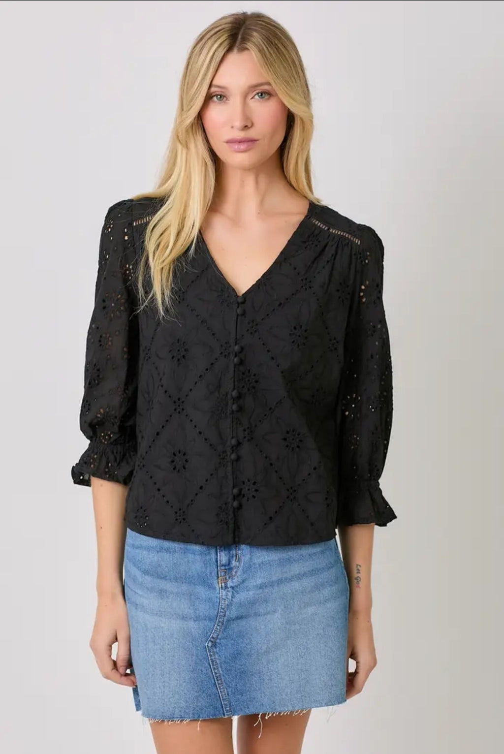 Eyelet Puff Sleeve Top image 1