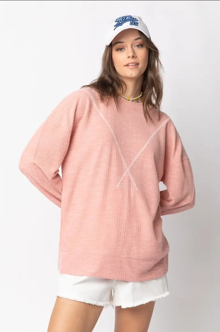 Ribbed Knit V Stitch Top image 3