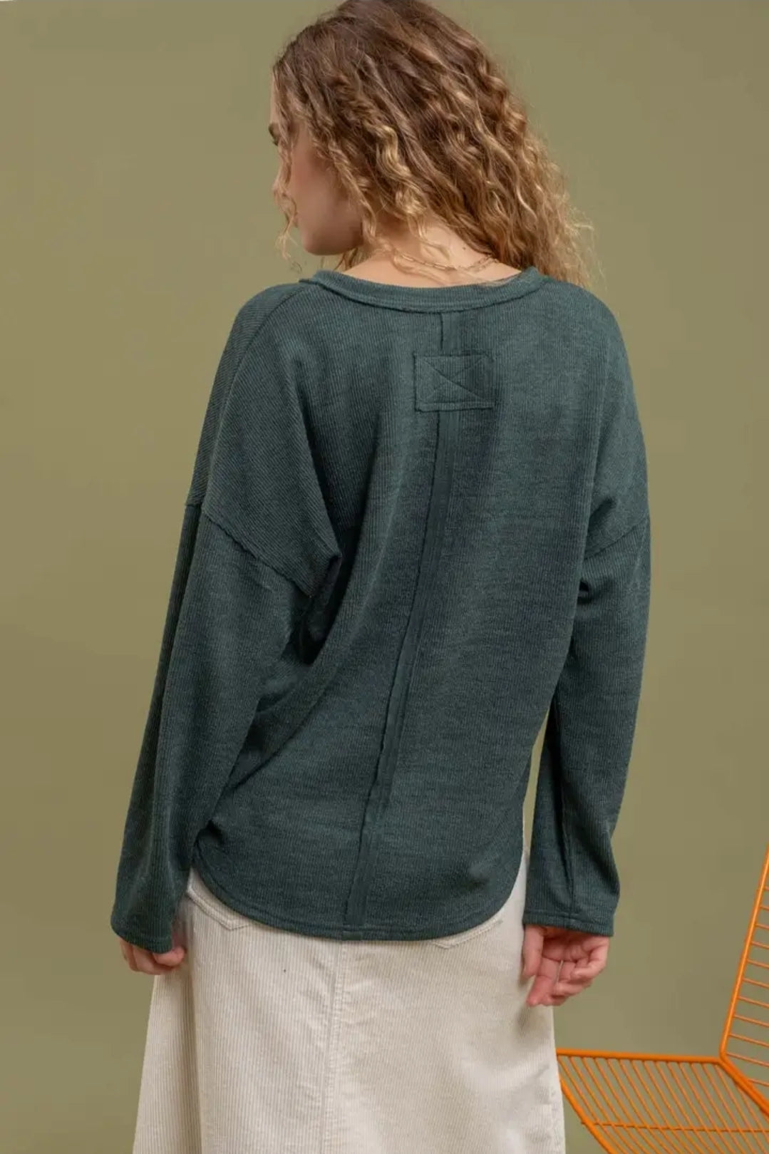 Solid Notch Neck Knit Top image 2