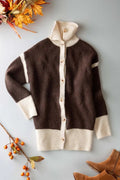 Contrast Trim Collared Sweater Cardigan image 0