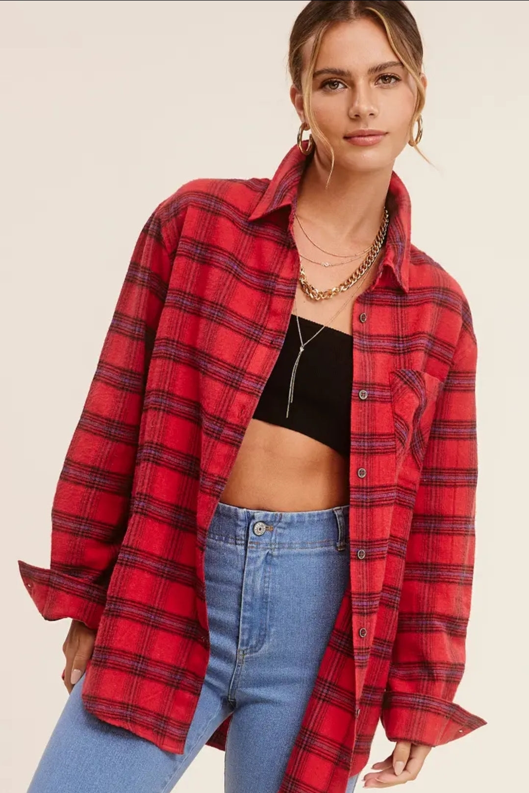 Loose Fit Button Down Soft Fabric Plaid Shirts image 2