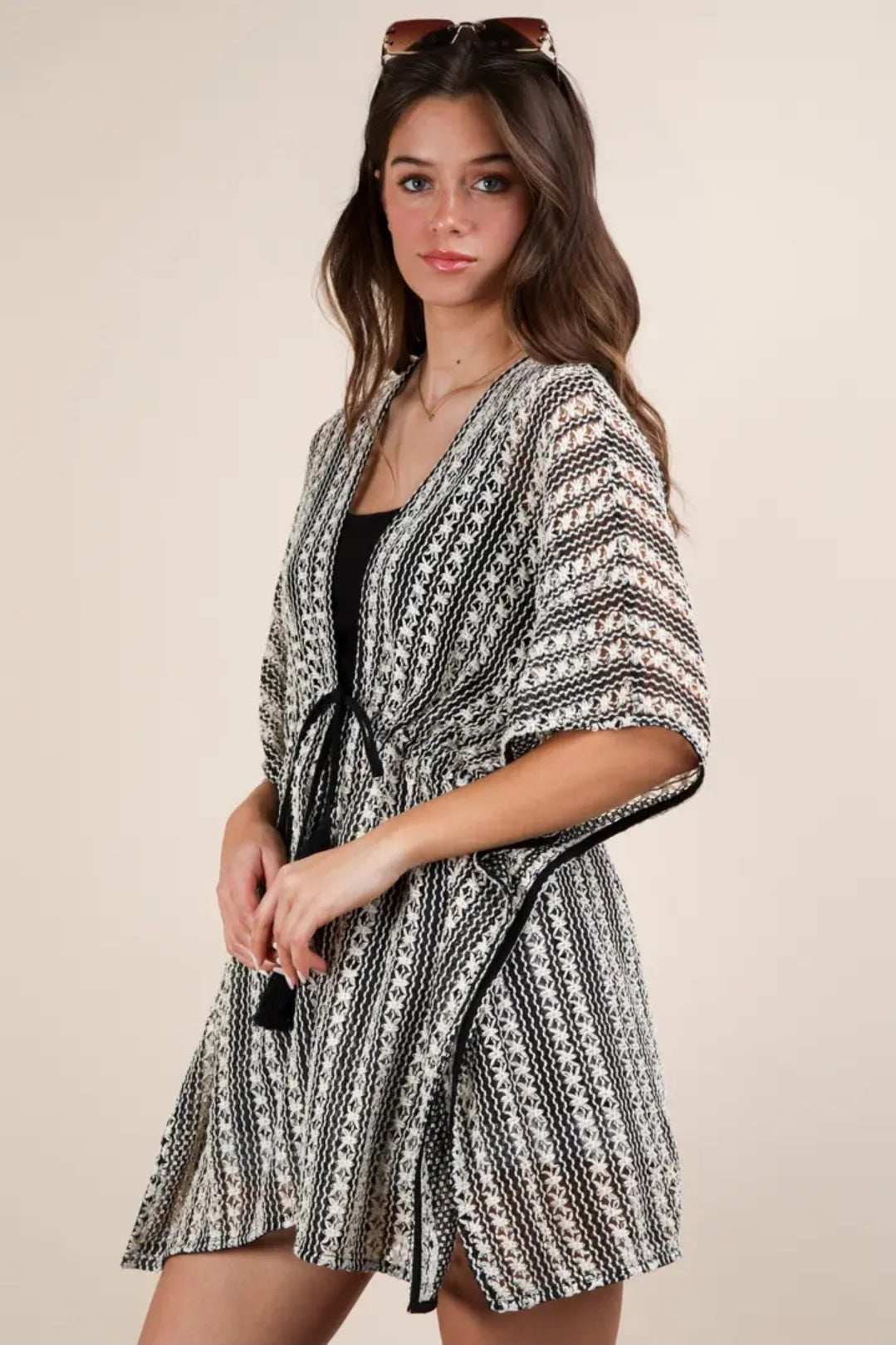 Striped Pancho Boho Cardigan image 5