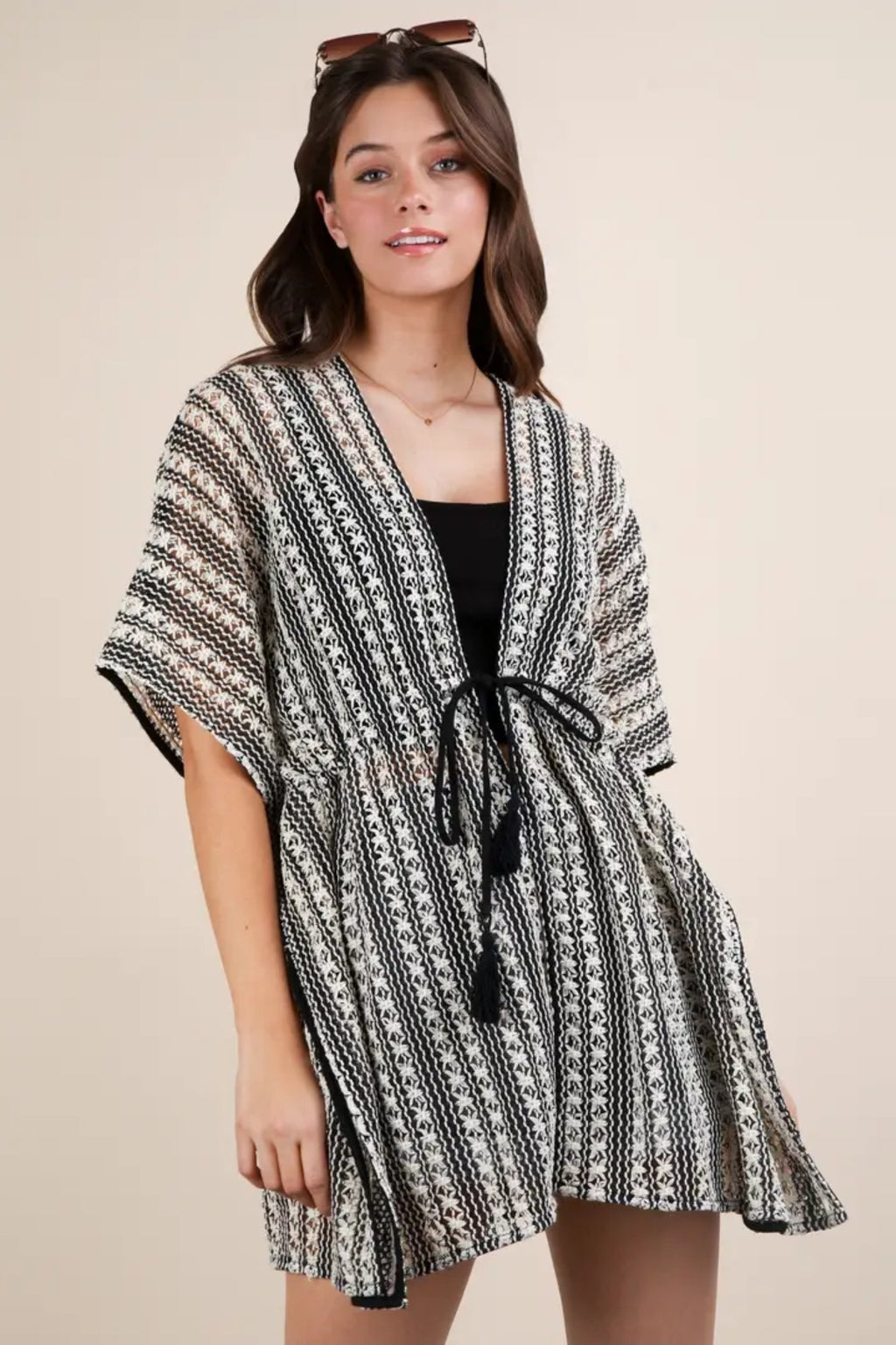 Striped Pancho Boho Cardigan image 3