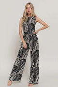 Sleeveless Top & Wide Print Knit Pants Set image 0