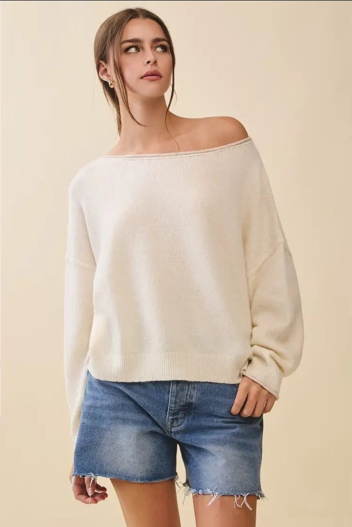 Relaxed Drop Shoulder Fuzzy Knit Pullover image 3
