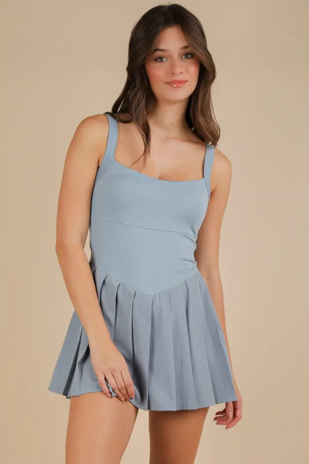 Pleated Skirt Activewear Dress w/ Under Shorts image 1