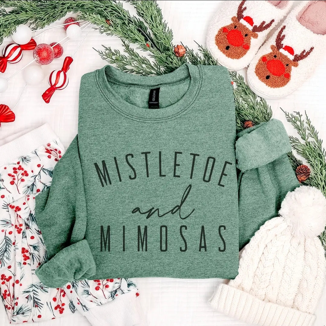 Mistletoe and Mimosas Christmas Crewneck Sweatshirt image 1