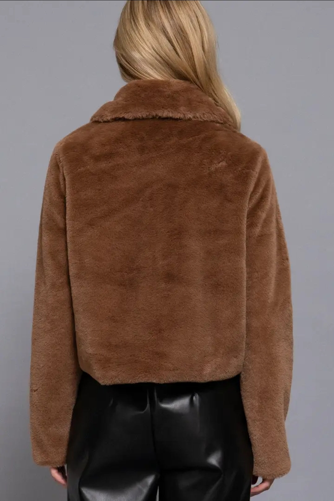 Long Sleeve Collar with Toggle Button Fur Duffle Jacket image 9