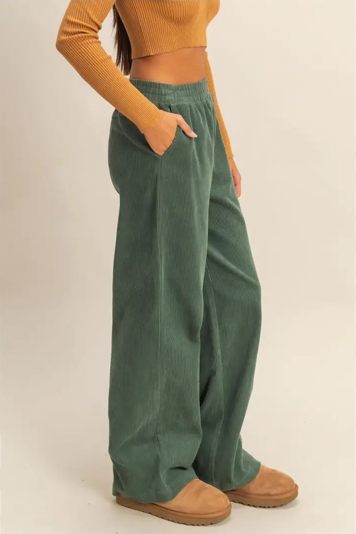 Corduroy High-Waisted Wide Leg Pants image 1