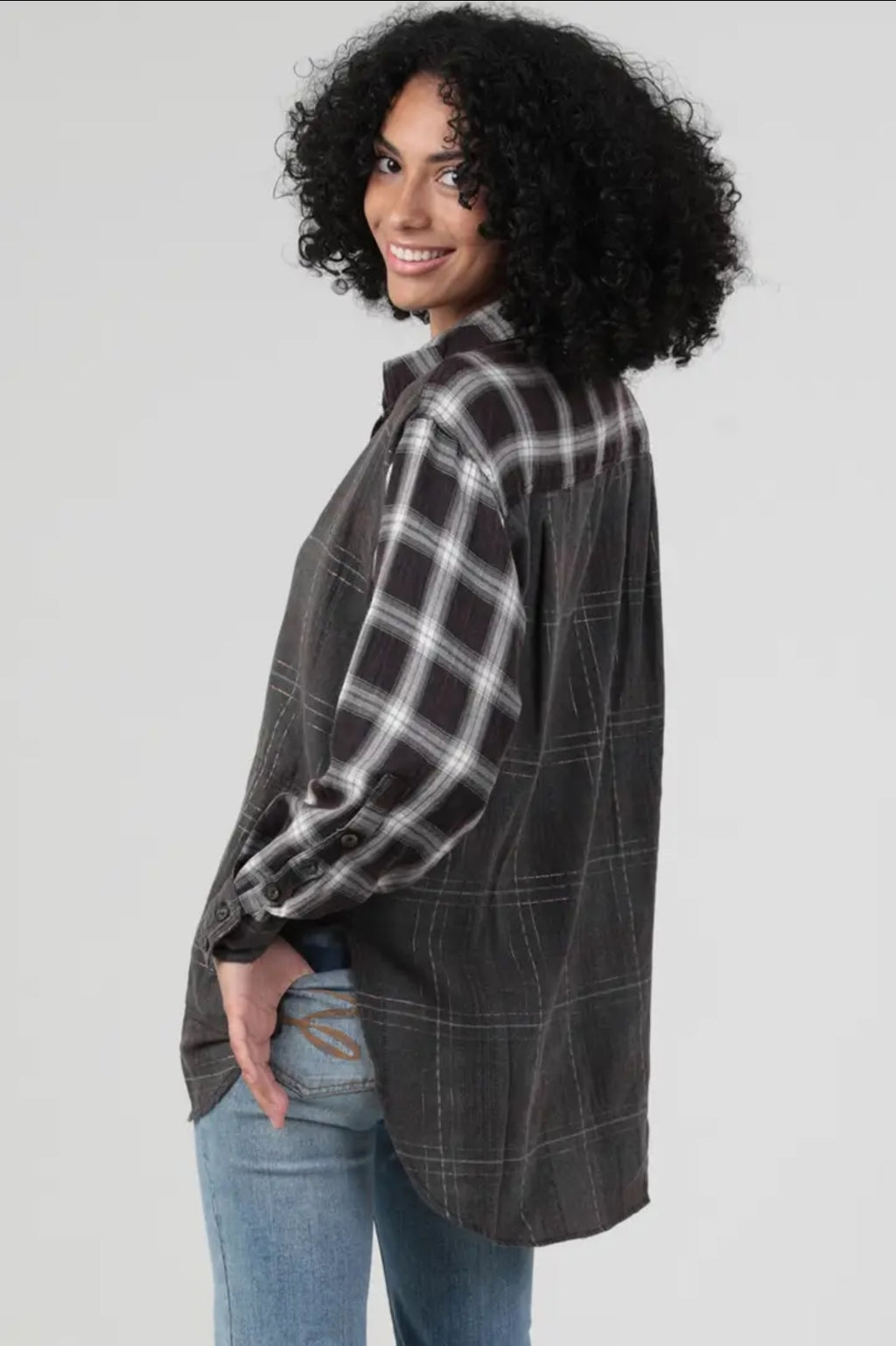 Mixed Plaid Button Front Shirt image 2