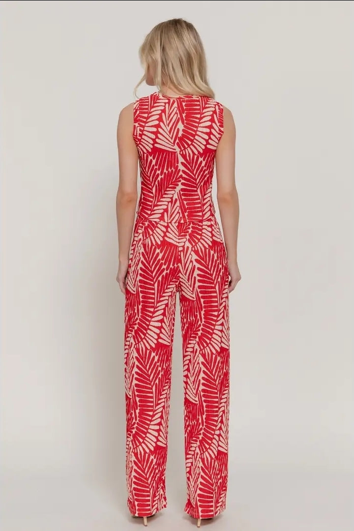Sleeveless Top & Wide Print Knit Pants Set image 7