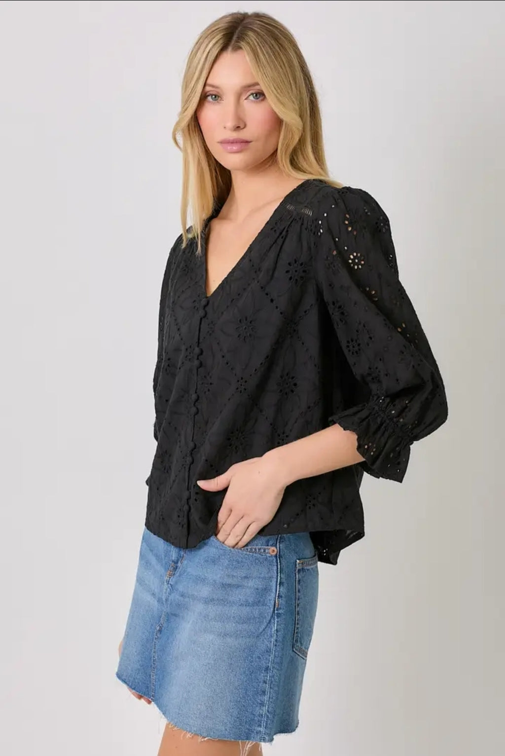 Eyelet Puff Sleeve Top image 2