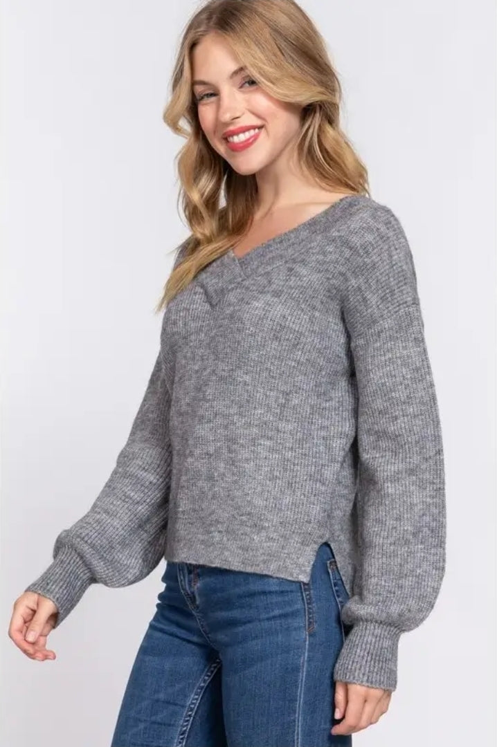 Long sleeve double v-neck  sweater
 image 1