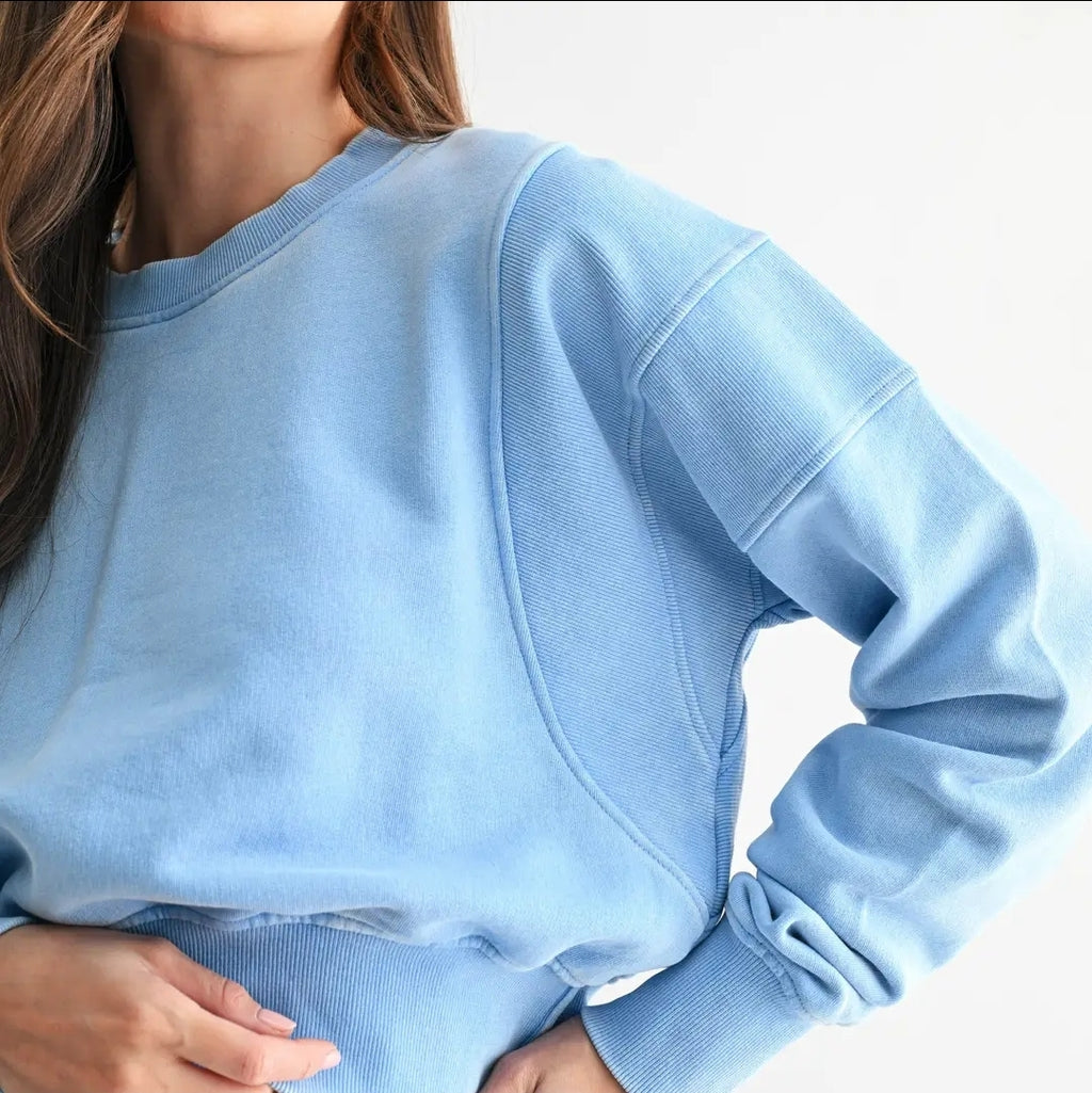 Mineral Wash Luxe Cropped Sweatshirt image 1