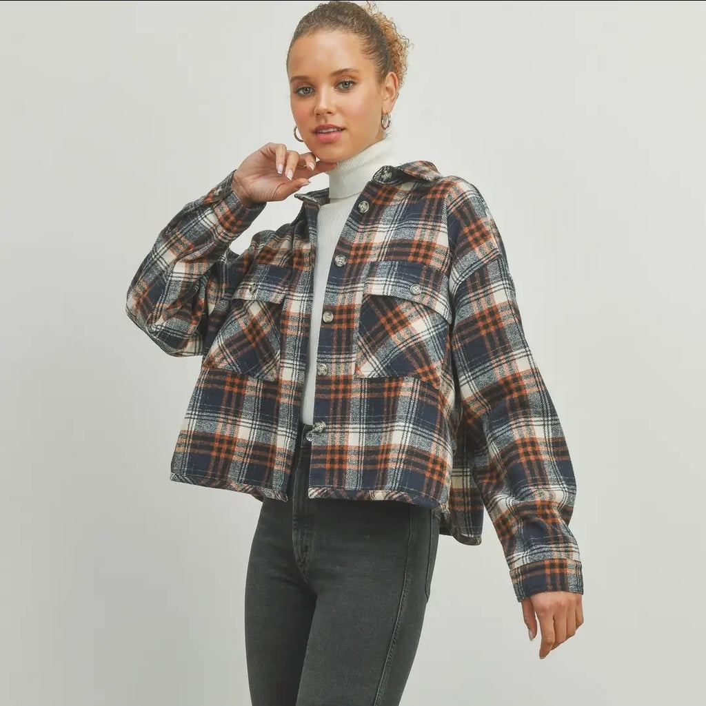 Plaid Crop Fall Shacket image 2