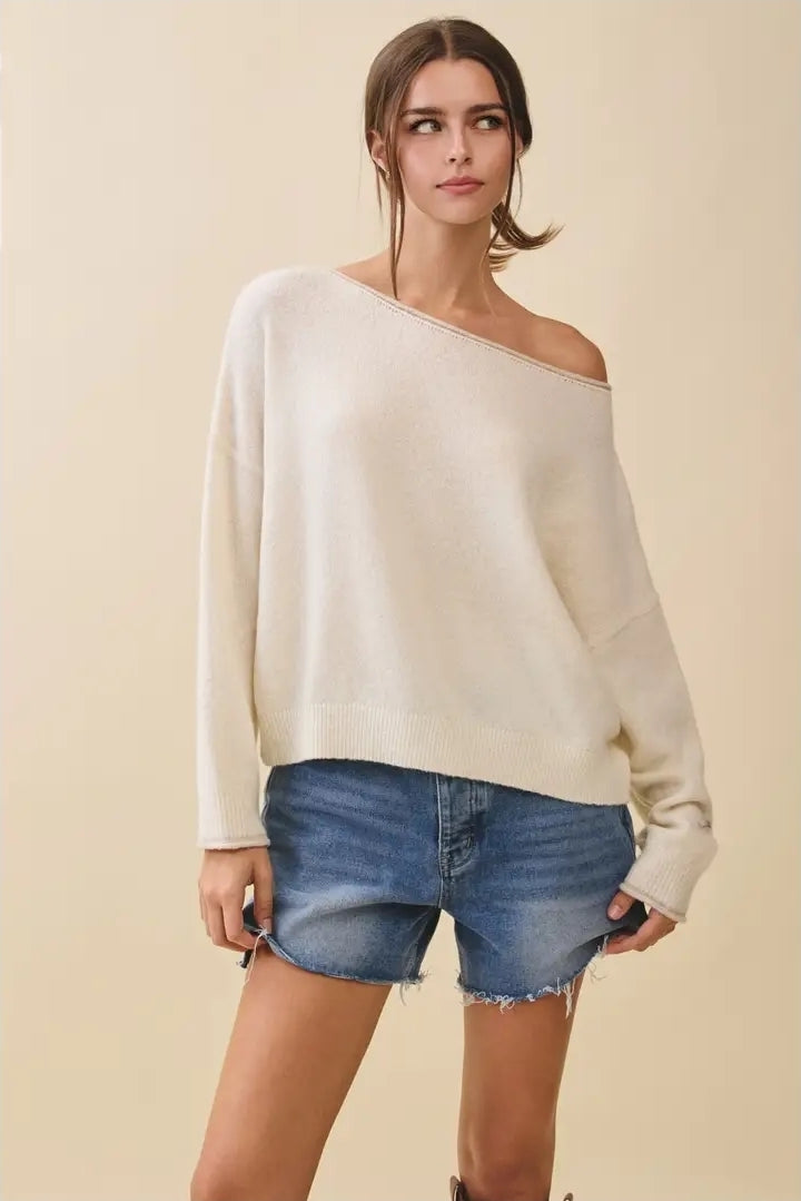 Relaxed Drop Shoulder Fuzzy Knit Pullover image 5