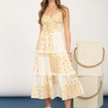 Multi-Checkered Pattern Spaghetti Strap Midi Dress image 0