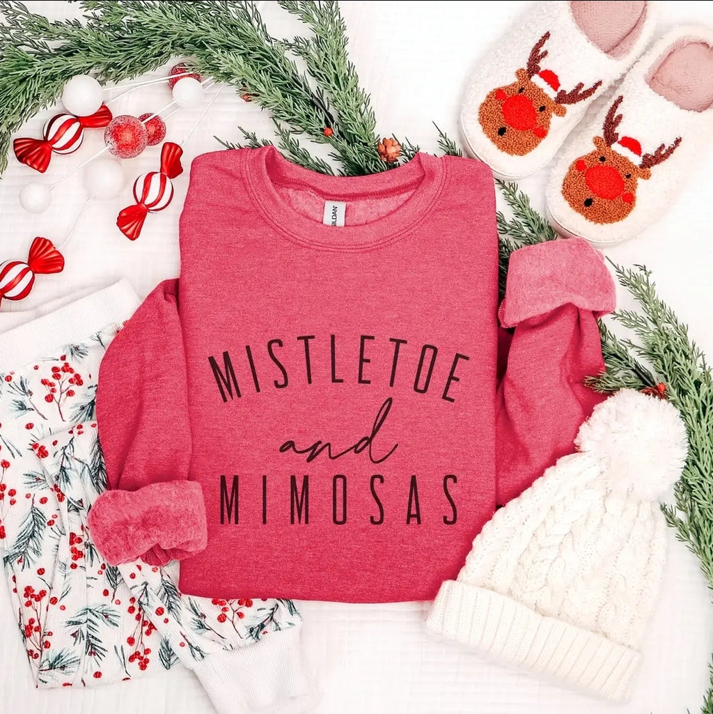Mistletoe and Mimosas Christmas Crewneck Sweatshirt image 0