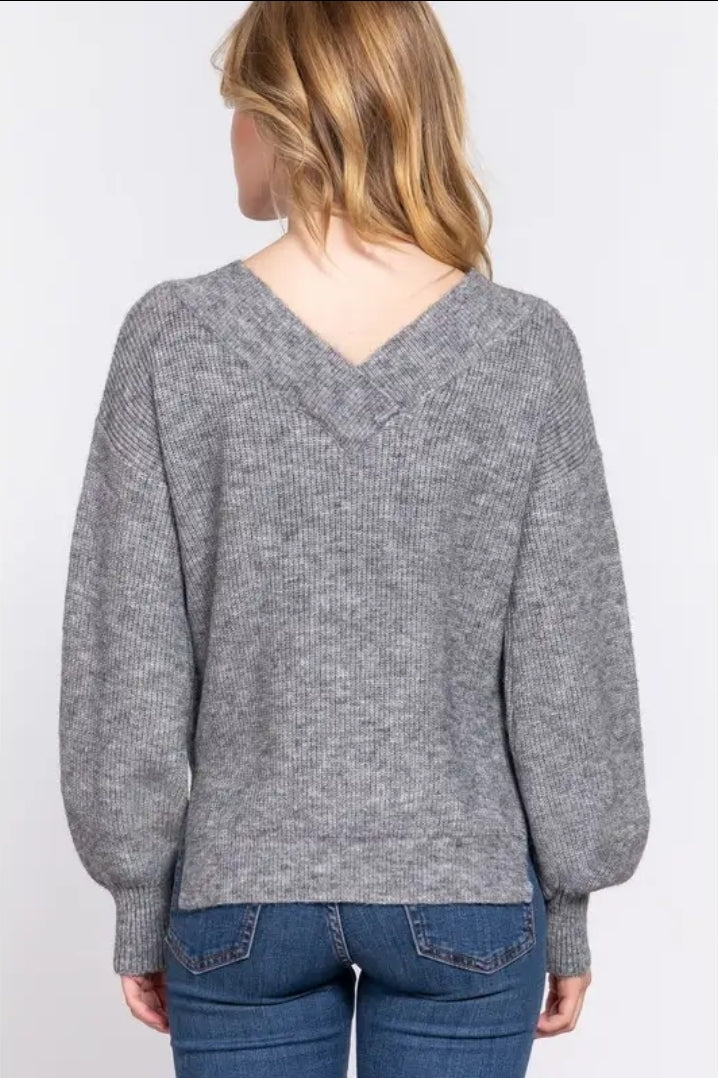 Long sleeve double v-neck  sweater
 image 2
