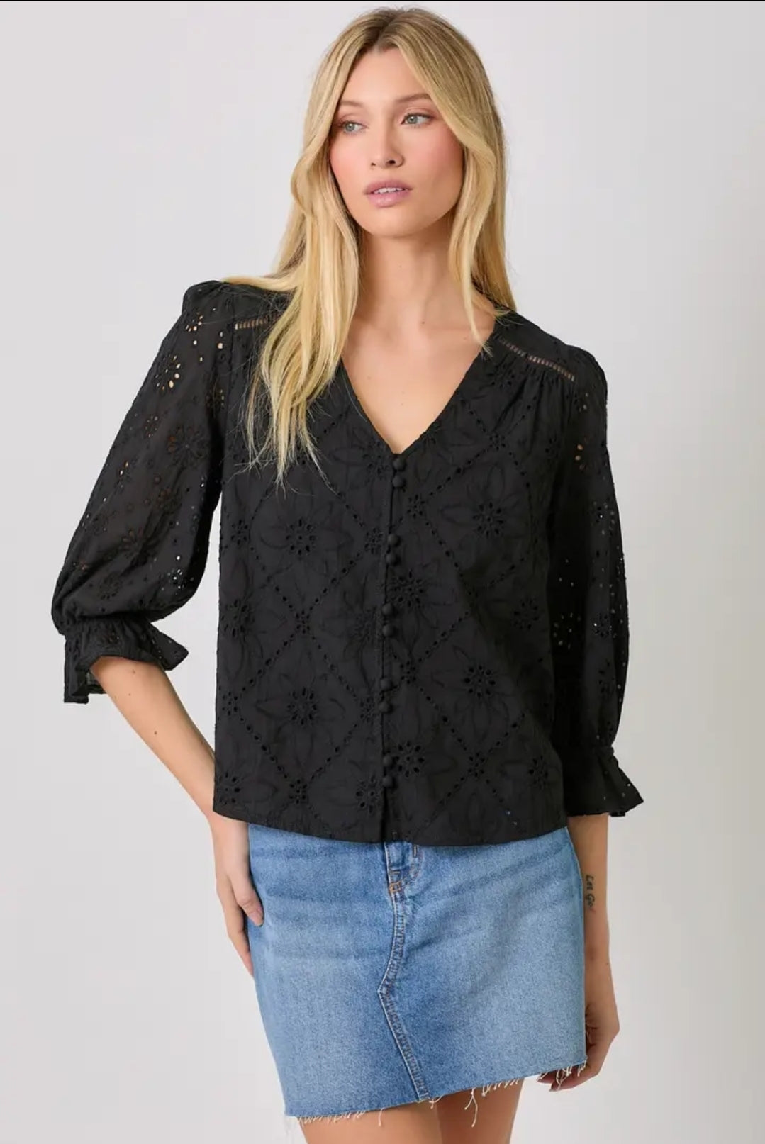 Eyelet Puff Sleeve Top image 3