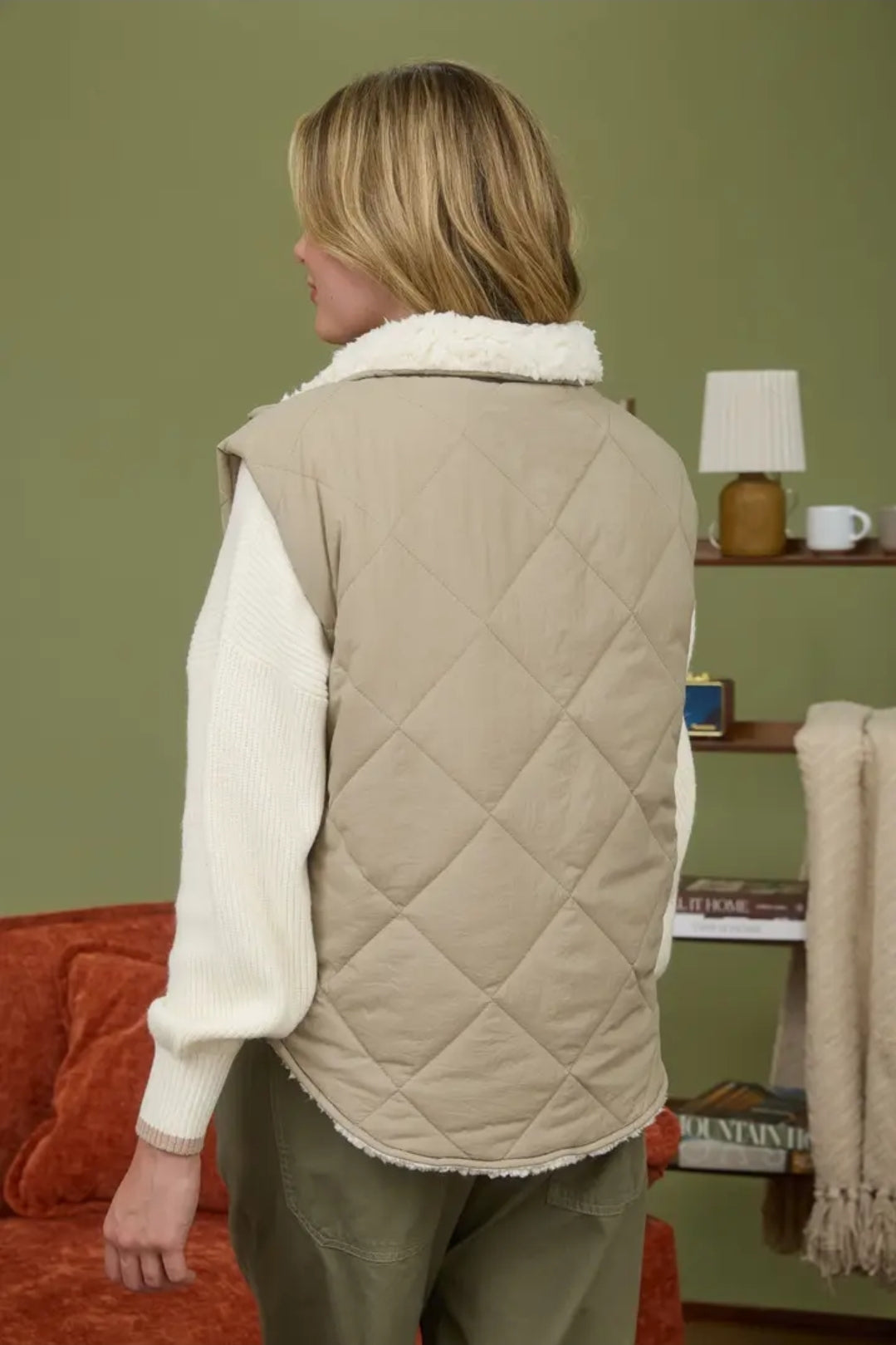 Quilted Zip Up Fleece Lined Puffer Vest image 8