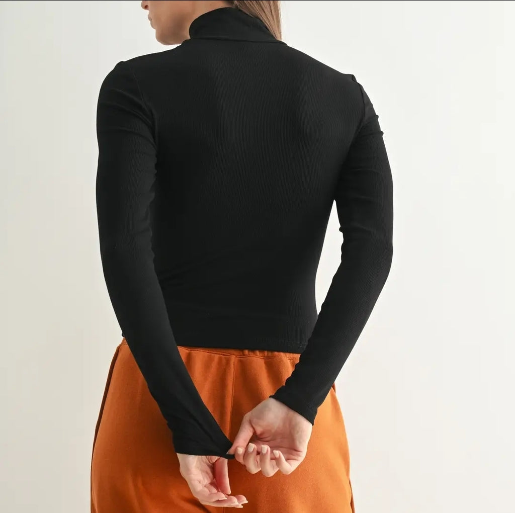 Micro Ribbed Long Sleeve Turtleneck image 2