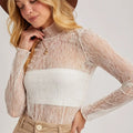 Elegant Long-Sleeved Mock Neck Lace Top image 0