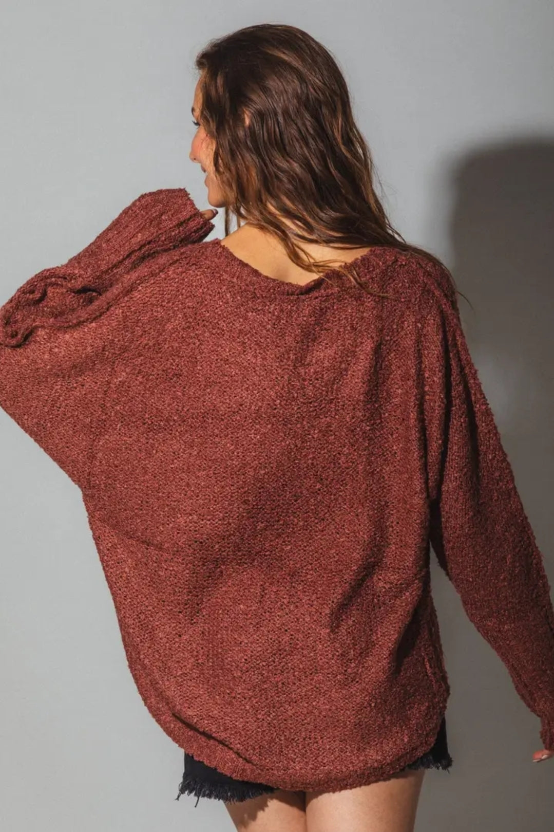 Dolman sleeve oversized cozy sweater  image 2