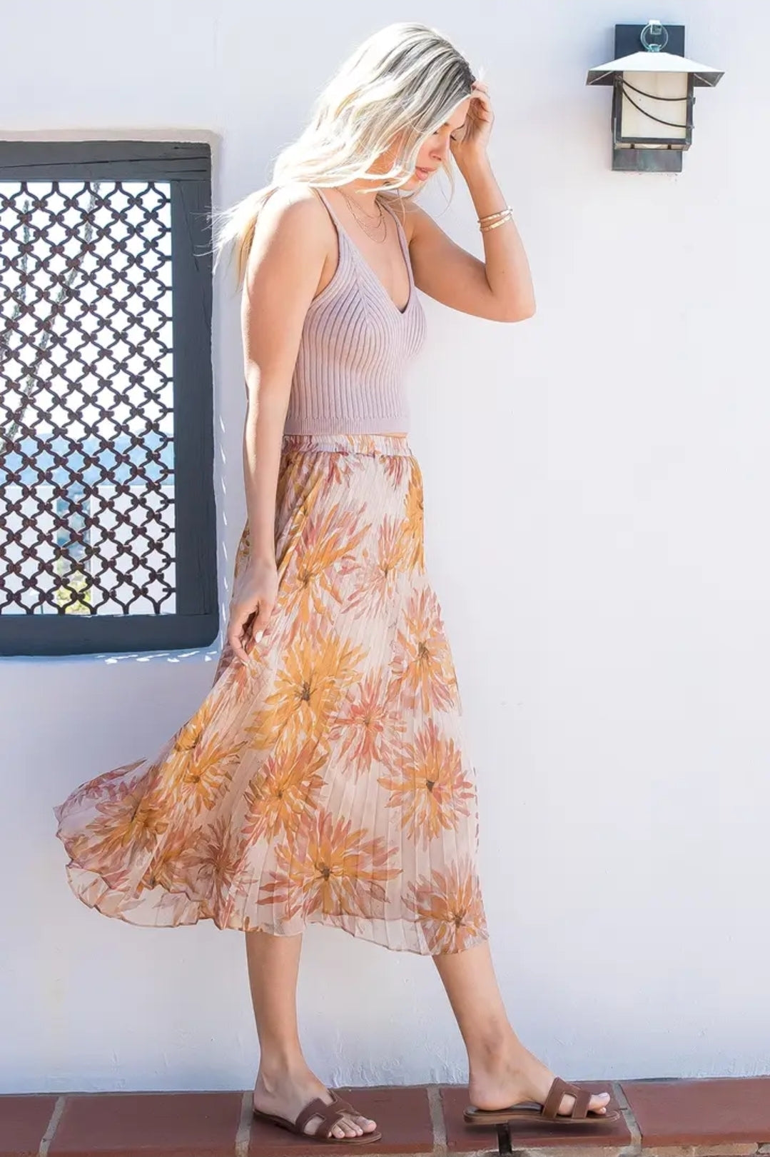 Pleated Floral Skirt image 5