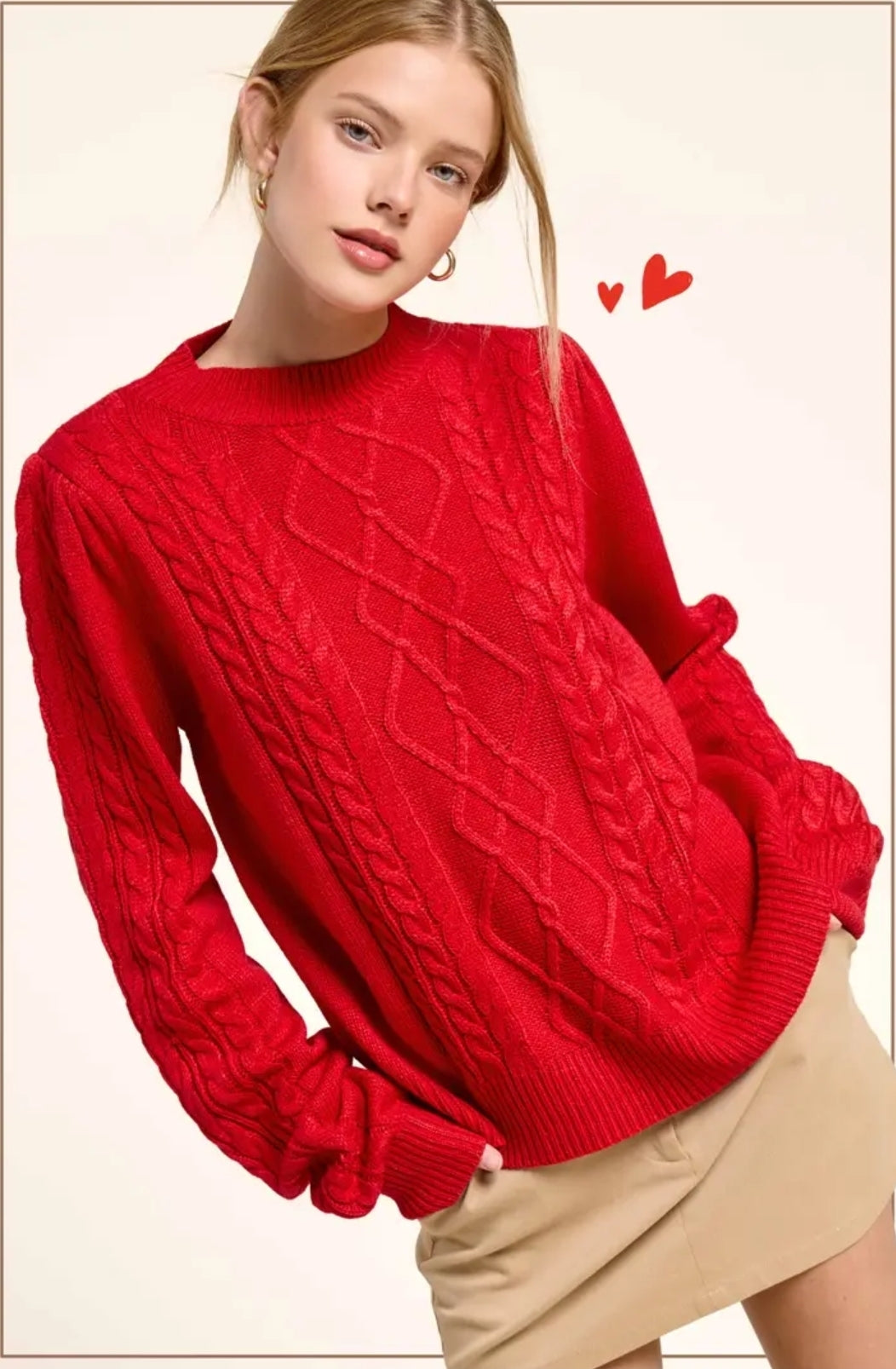 Super Soft Ribbed Crew Neck Cable Knit Sweater image 2