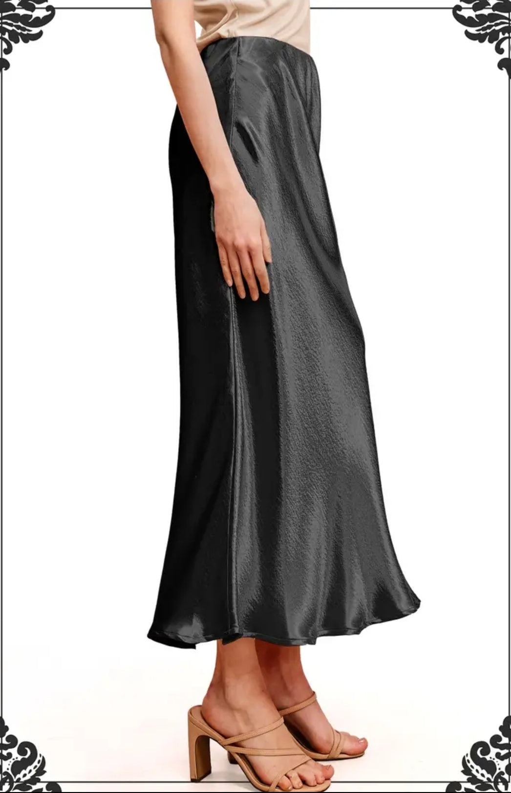 Dressy Satin Long Panel Silhouette Skirt image 2