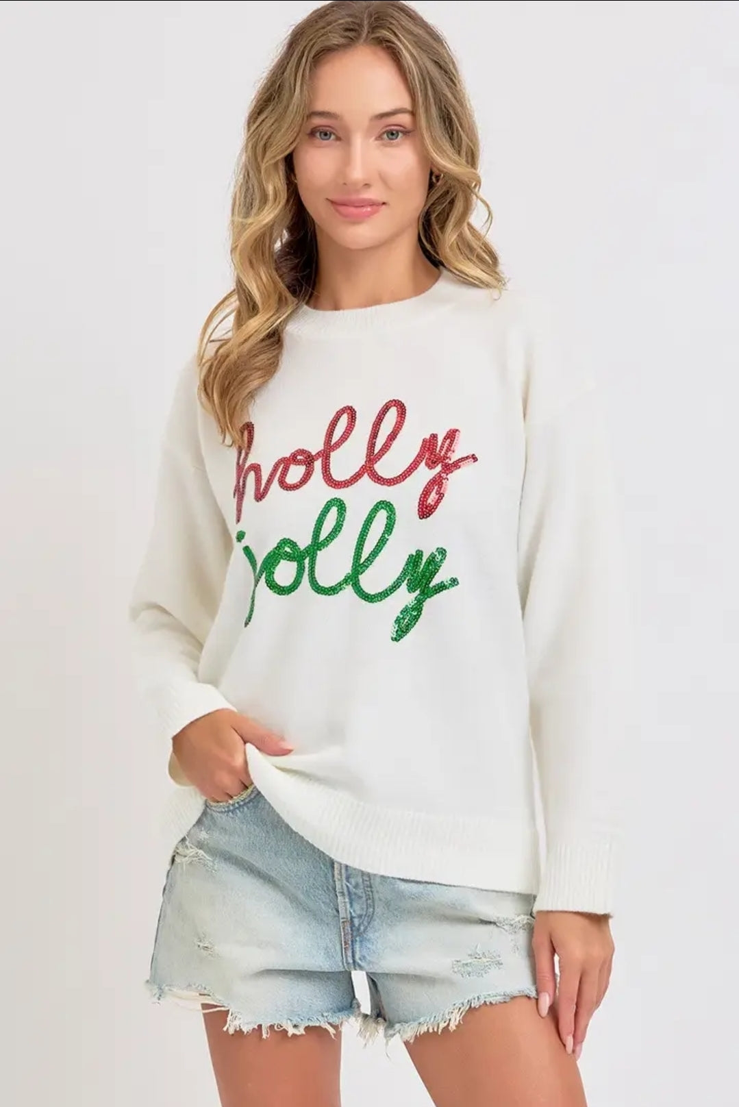 Holiday Christmas Sweater Holly Jolly image 0