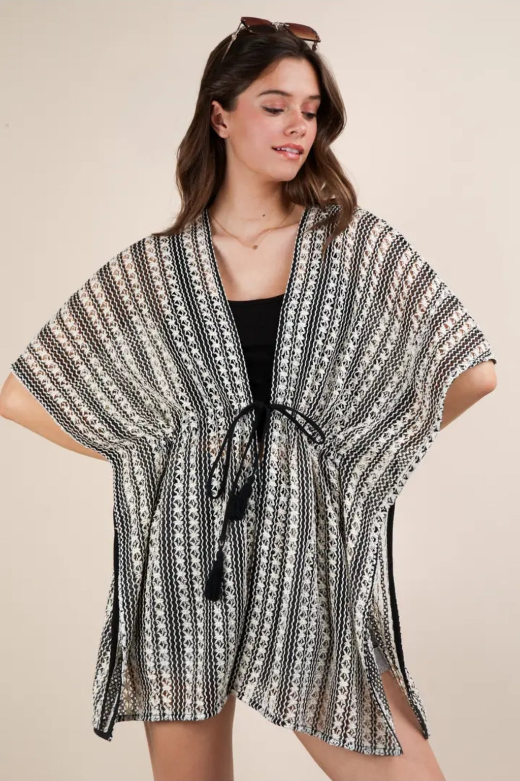 Striped Pancho Boho Cardigan image 4