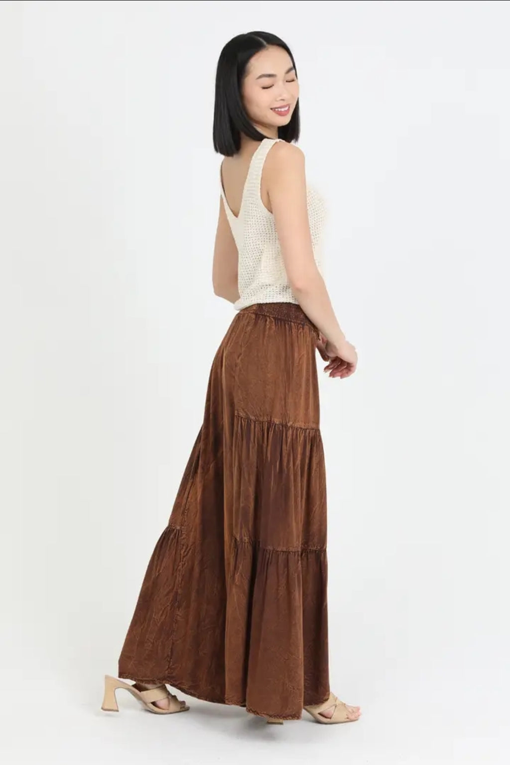 Wide Leg Pants with V Yoke Waist Band image 1