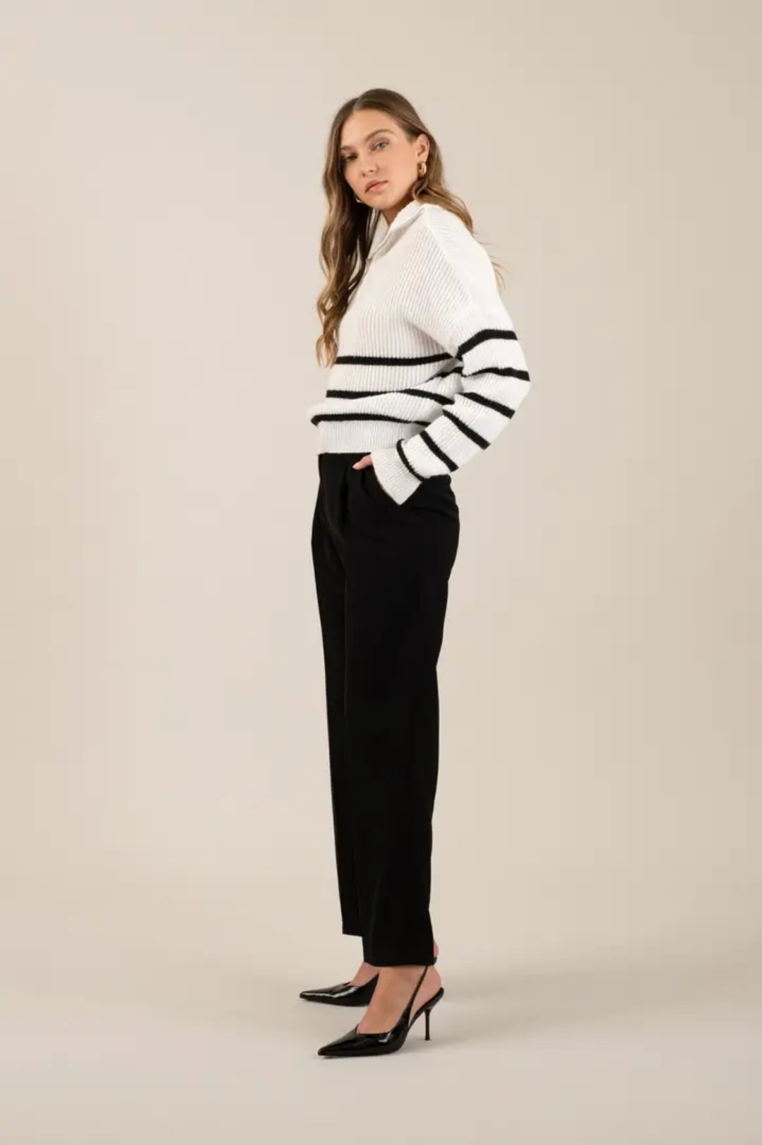 High Waist Wide Leg Pleated Dress Pants image 3