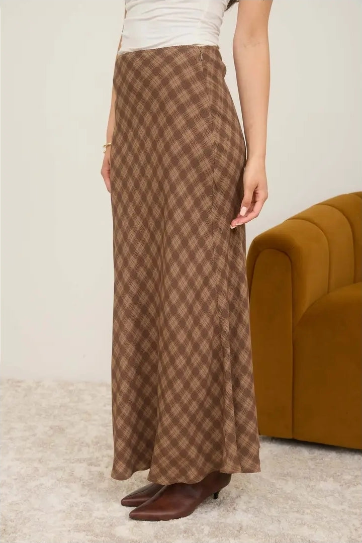 Plaid High Waist Midi Skirt image 3