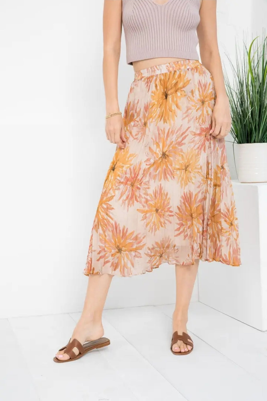 Pleated Floral Skirt image 3