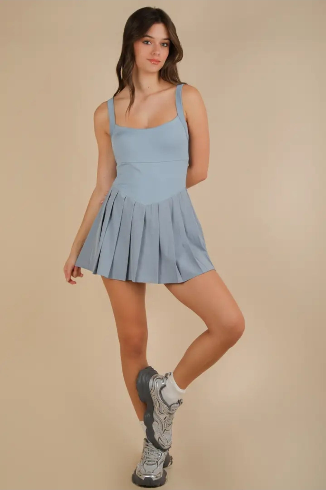 Pleated Skirt Activewear Dress w/ Under Shorts image 5