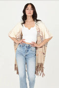 Super soft kimono sleeve sweater poncho with fringe image 0