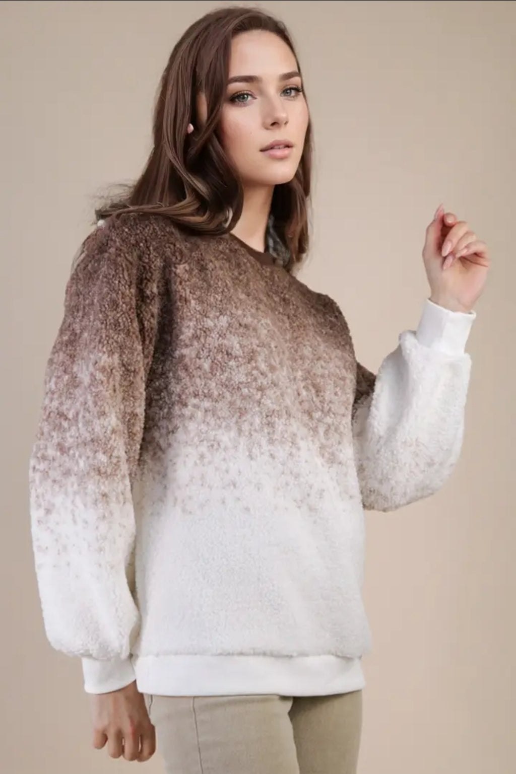 Soft Fleece Warm Cozy Ombre Pullover image 1