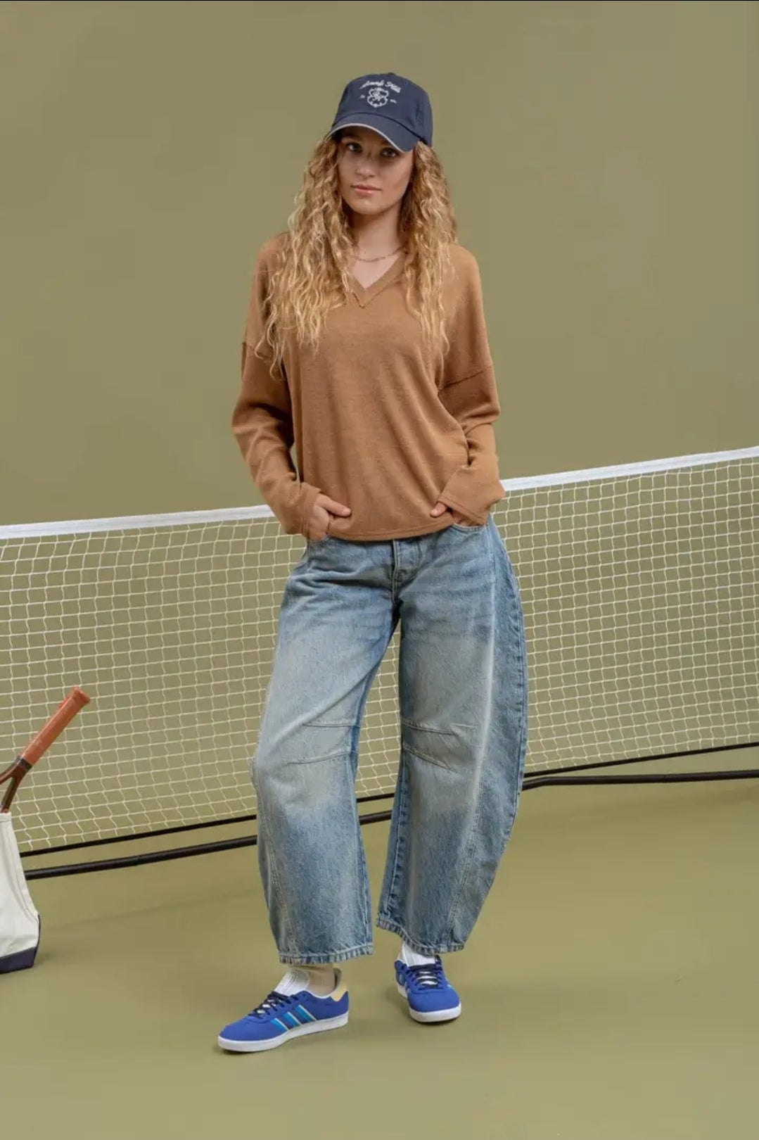 Solid Notch Neck Knit Top image 4