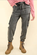 Washed Denim Jogger Cargo Pants Jeans image 0