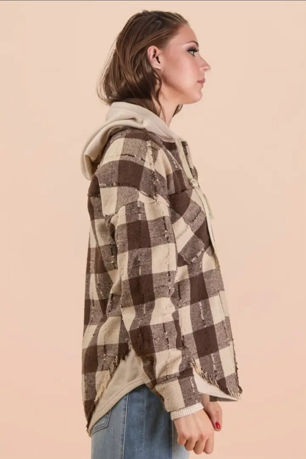 Oversized Flannel Hooded Button Down Jacket image 3