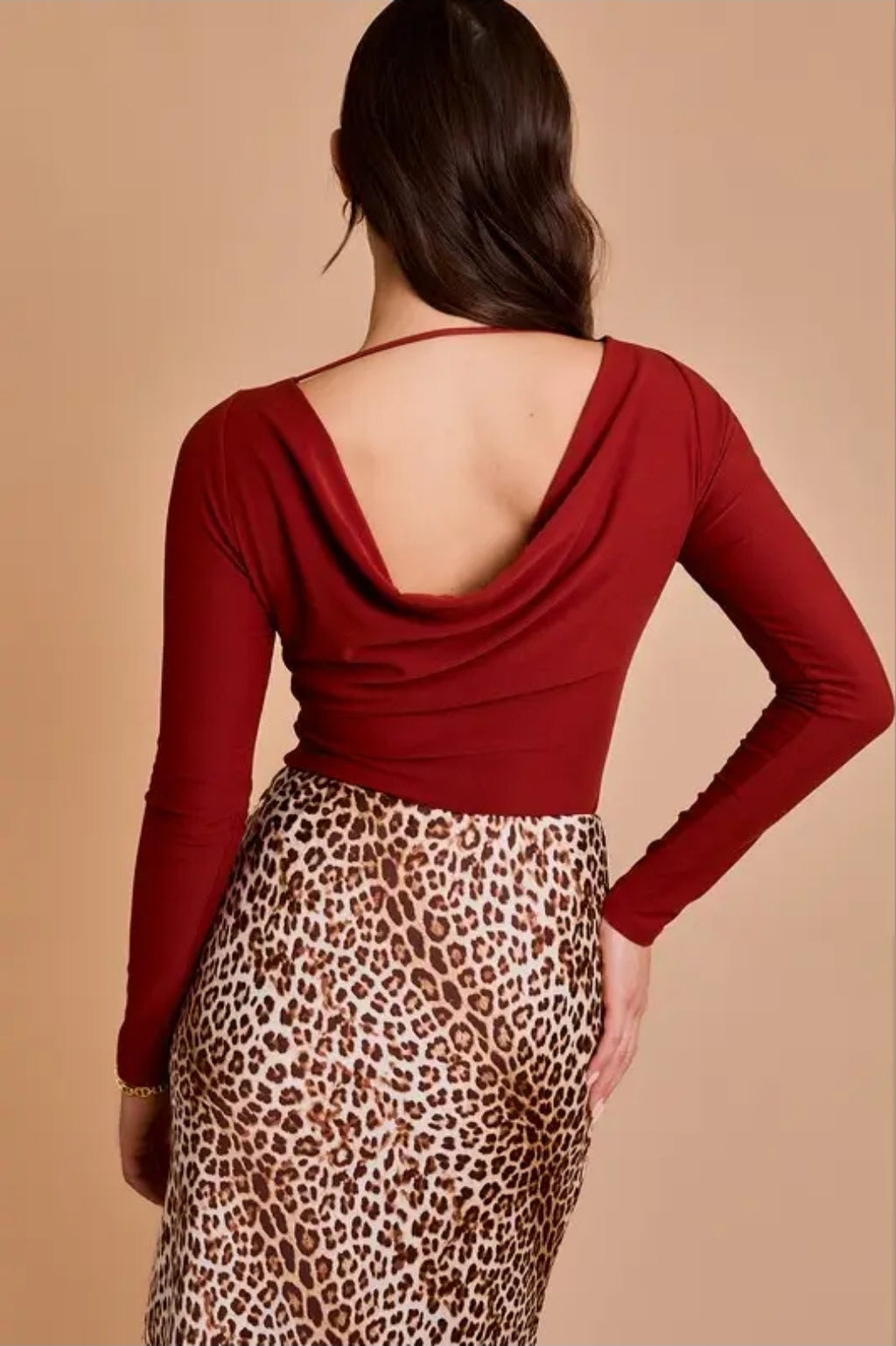 Long Sleeve Back Cowl Bodysuit image 1