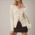V-Neck Long Sleeve Button Up Sweater Top image 0