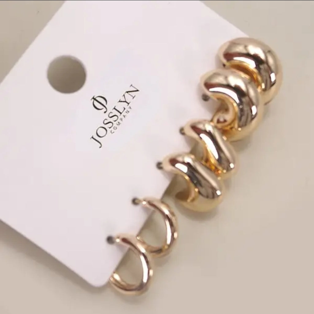 Bubble Hoop Huggie Trio Earrings image 0