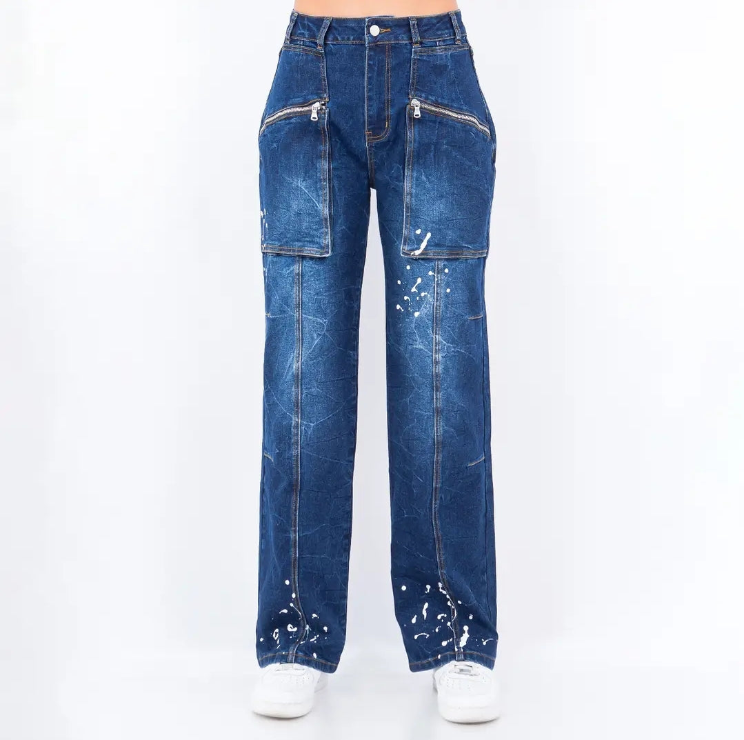 Paint Splashed Straight Fit Jeans image 1