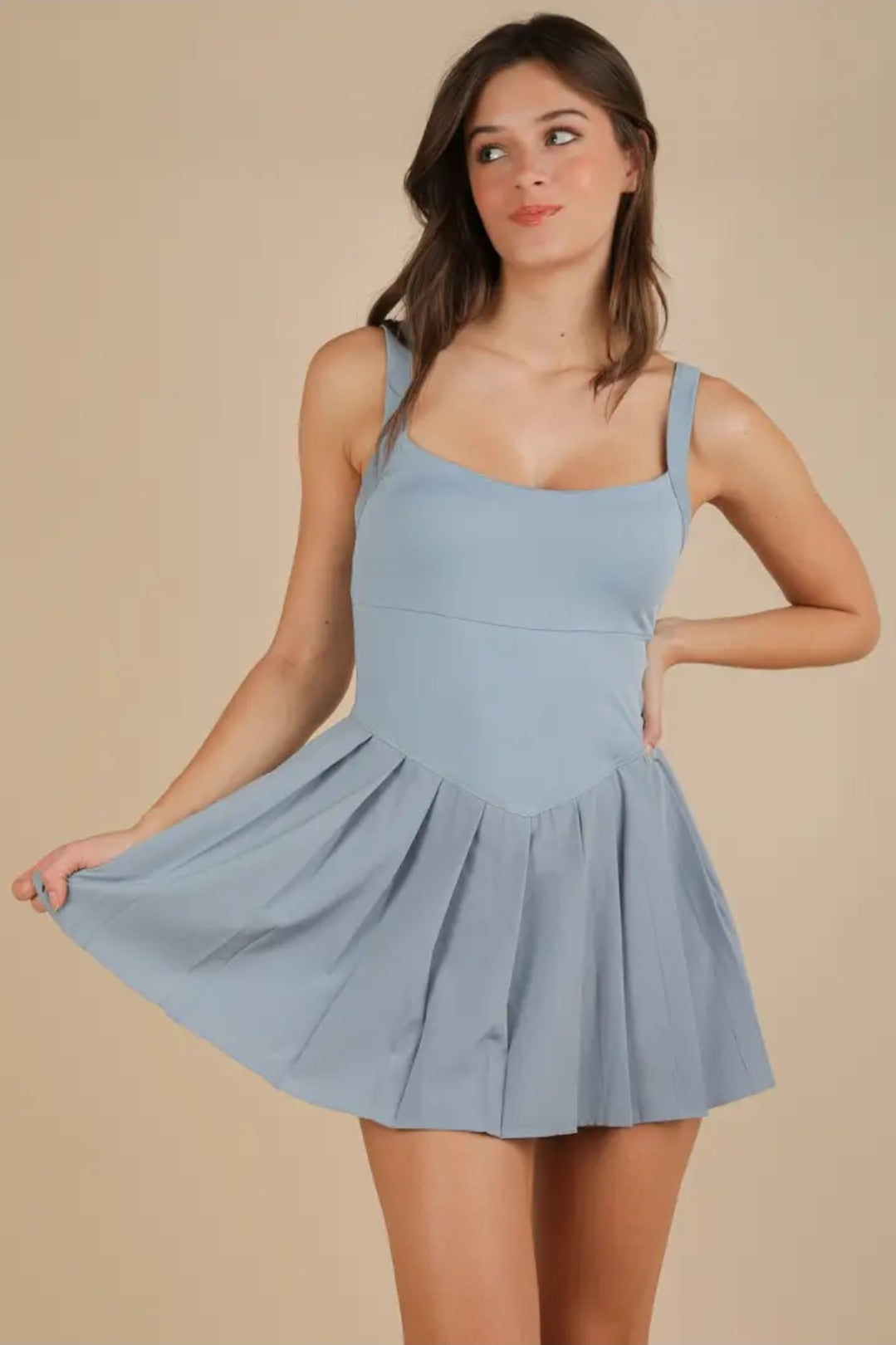 Pleated Skirt Activewear Dress w/ Under Shorts image 2